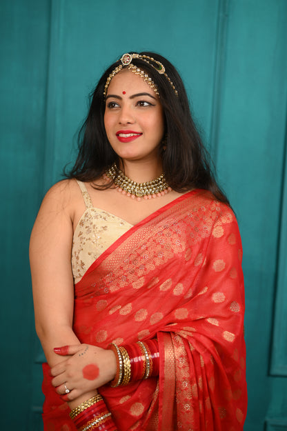 Red Vibrant silk saree