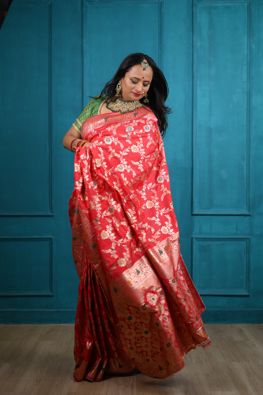 Red Banarasi Dola Saree