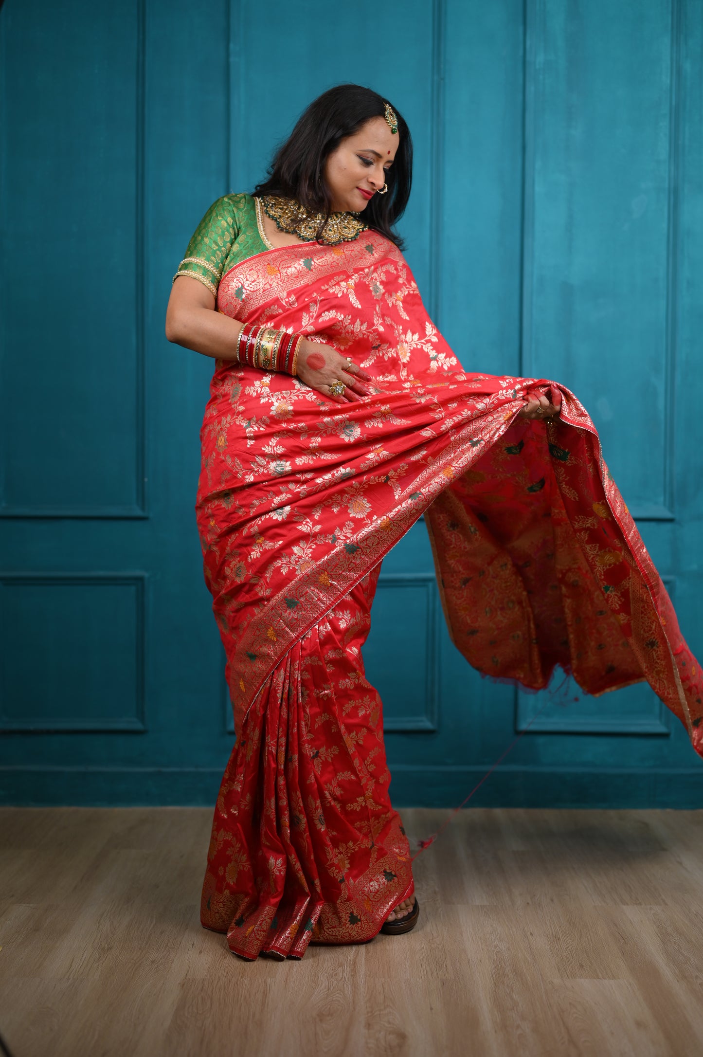 Red Banarasi Dola Saree
