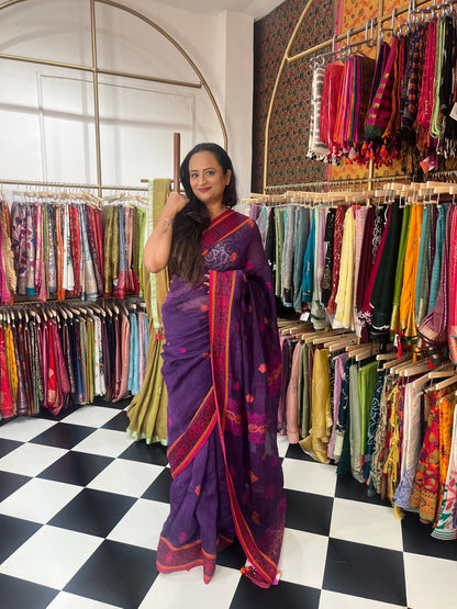 Jamdani Linen purple