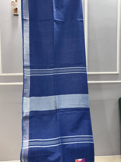 Cotton Linen Blue Saree