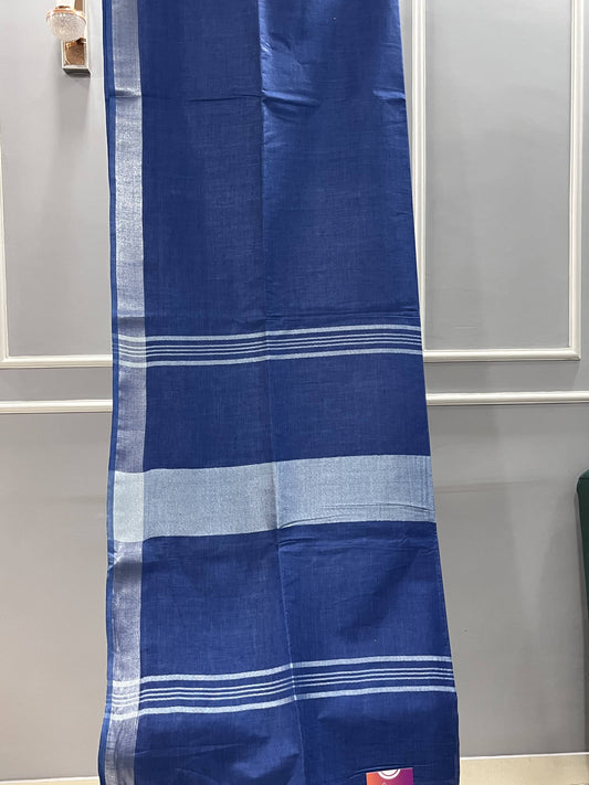 Cotton Linen Blue Saree