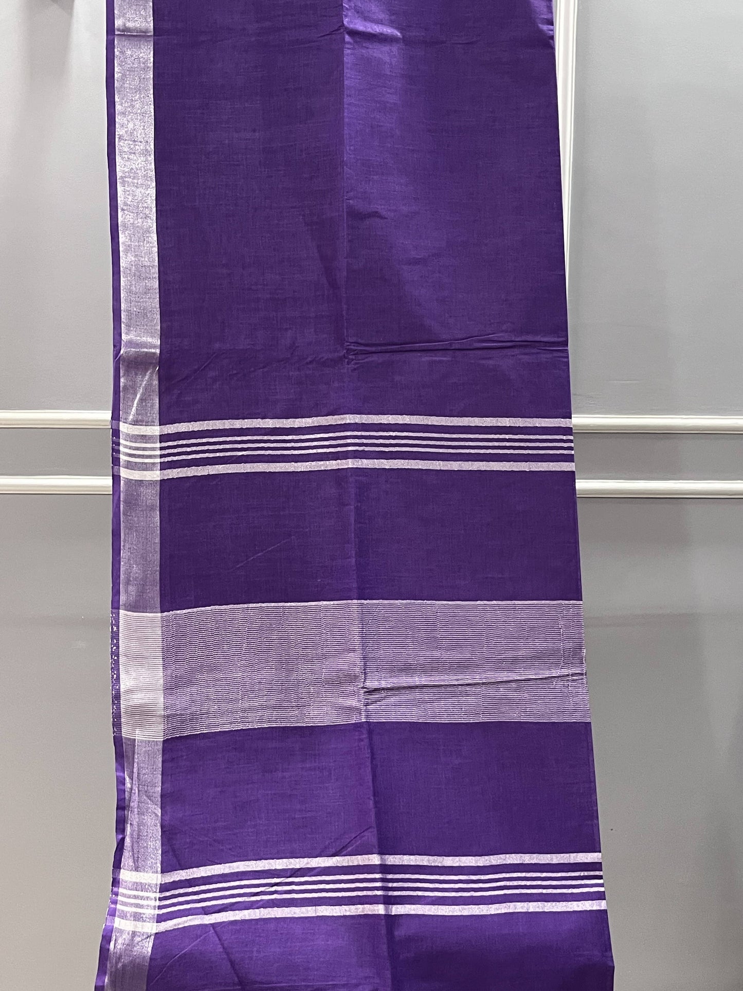 Cotton Linen Purple Saree