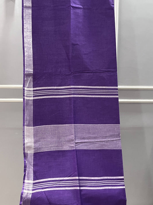 Cotton Linen Purple Saree