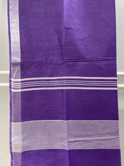 Cotton Linen Purple Saree