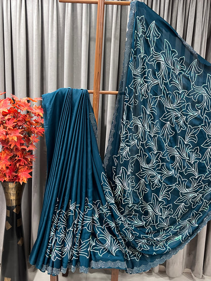 Bahar Bottle Green Saree
