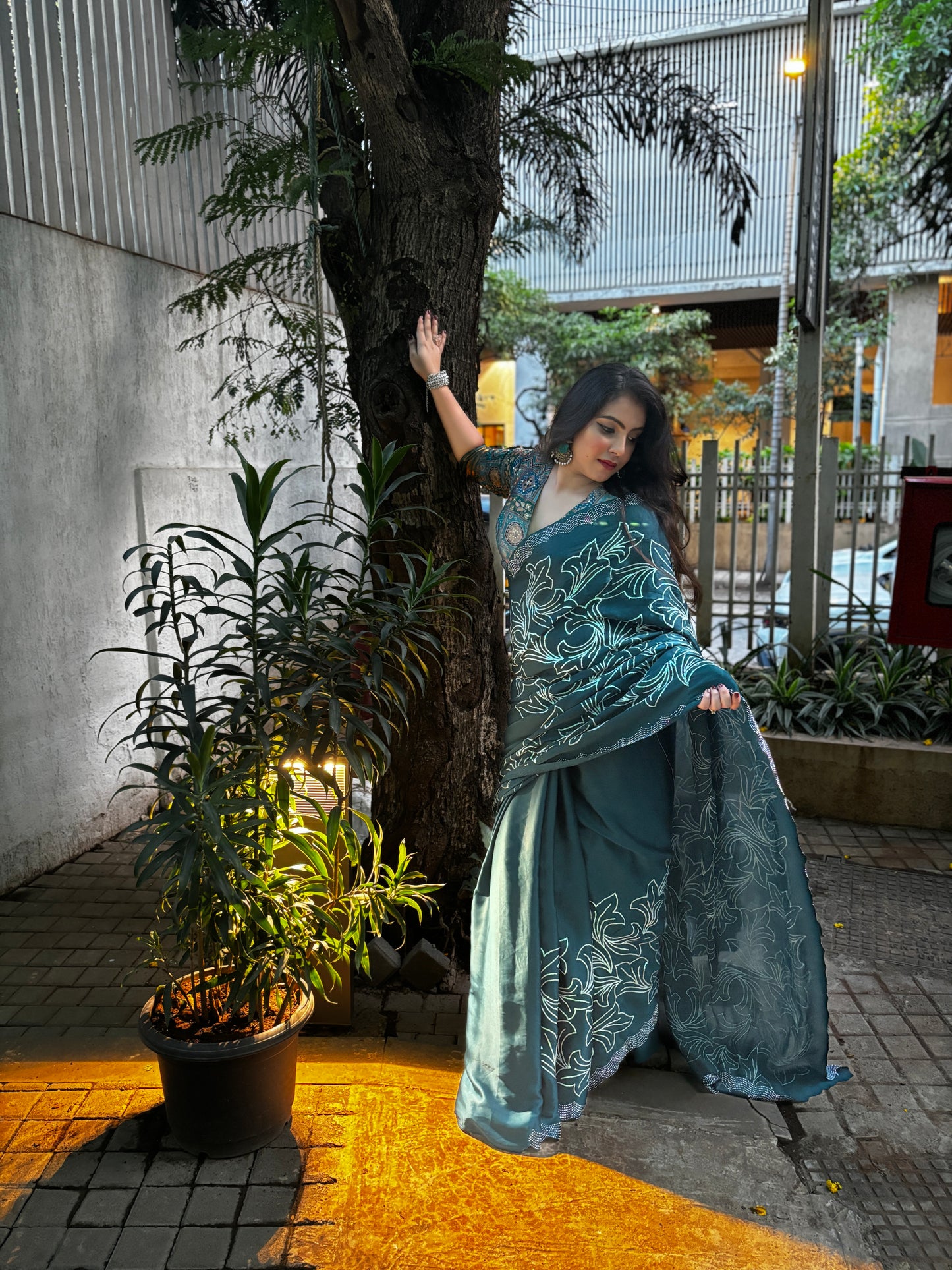Bahar Bottle Green Saree