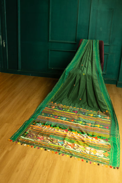 Bottle Green Lamani Trible Saree