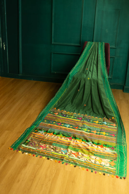 Bottle Green Lamani Trible Saree