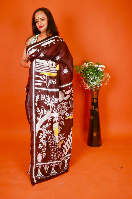 Karwa Chaut Kantha Saree