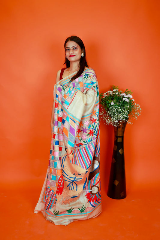 Pure Kantha Tussar Silk