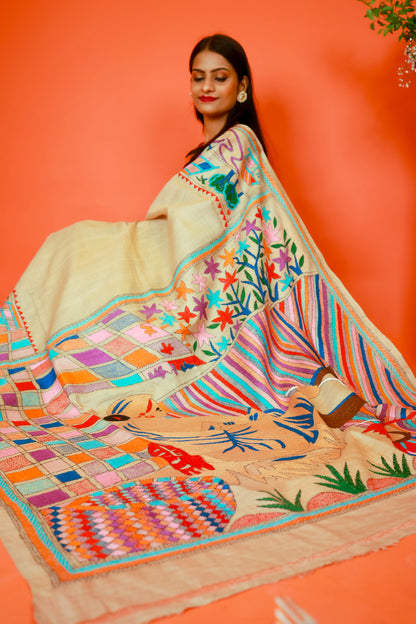Pure Kantha Tussar Silk