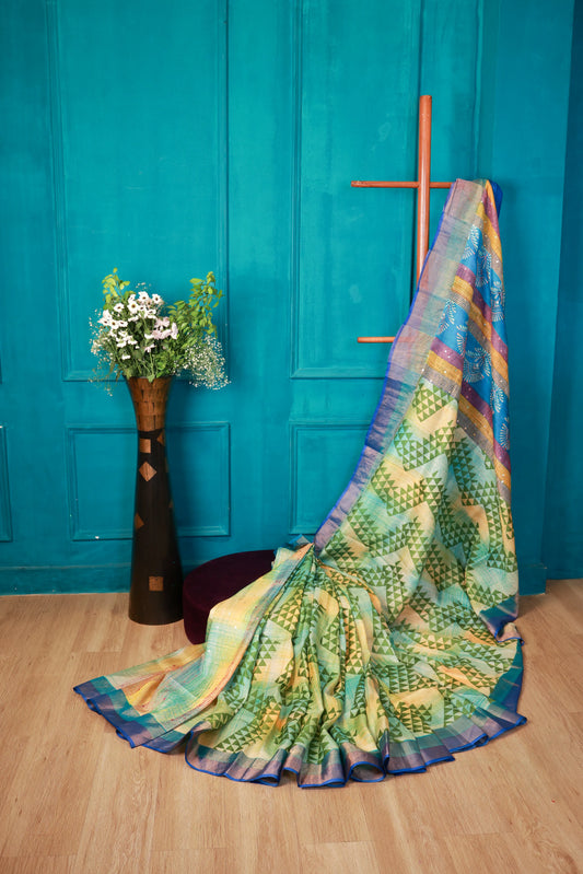 Tussar Kantha Multi Colour