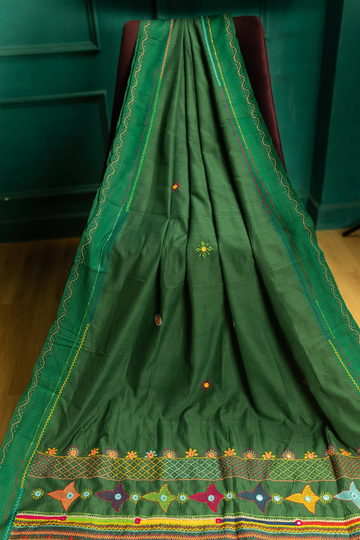 Bottle Green Lamani Trible Saree