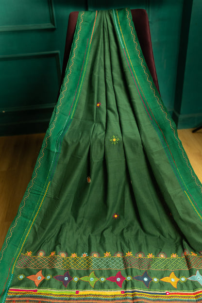 Bottle Green Lamani Trible Saree