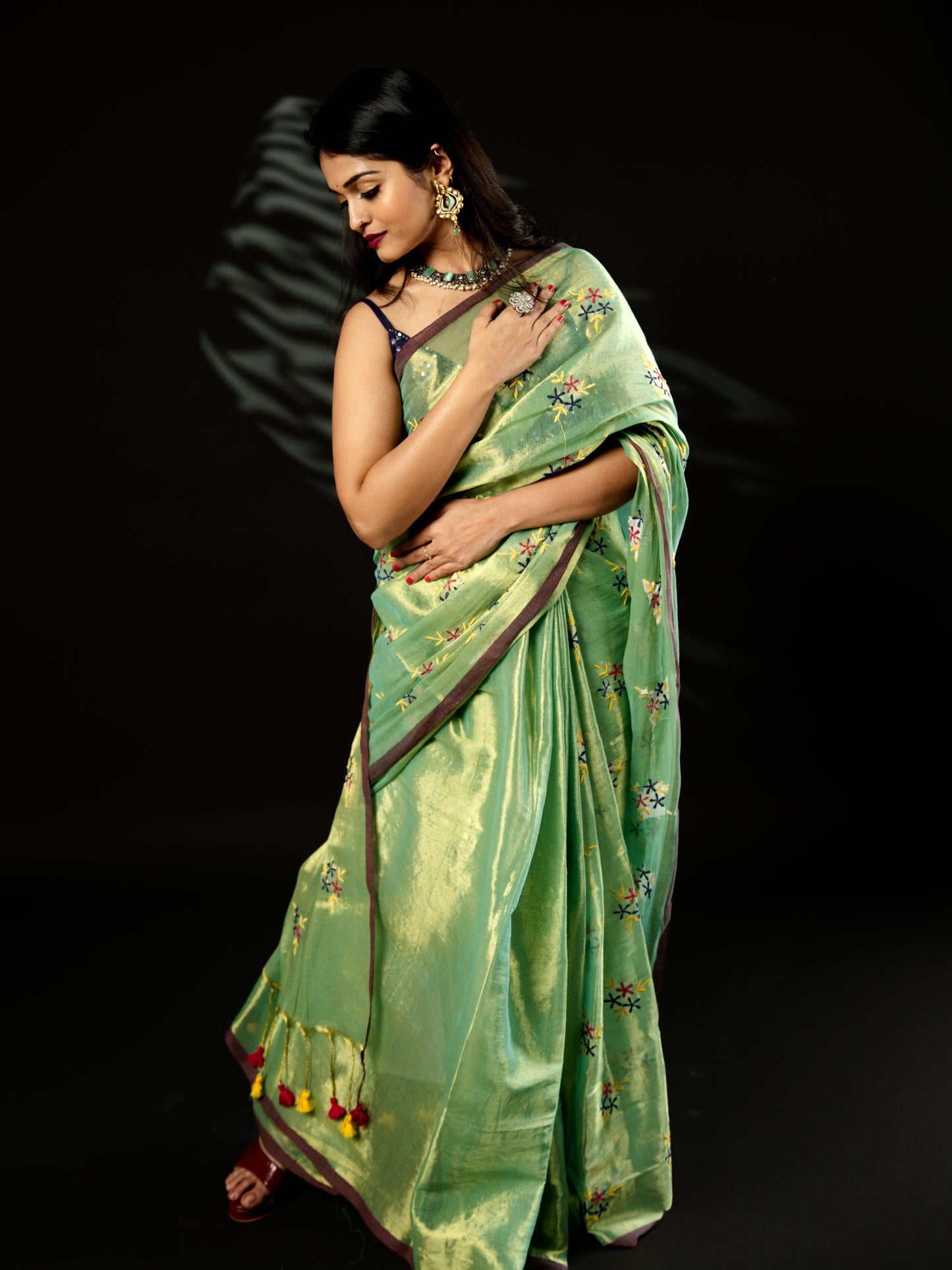 Raga Tissue Sea green with gold tint