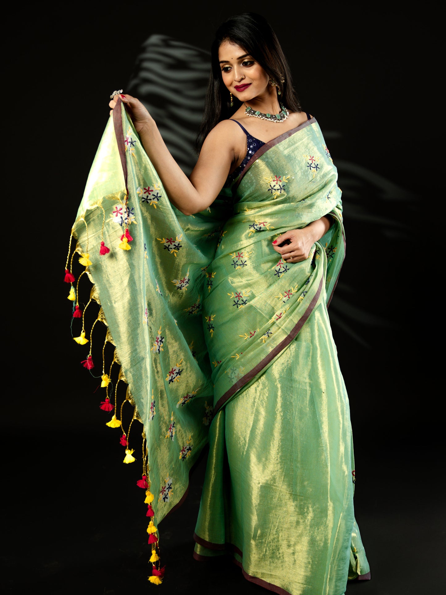 Raga Tissue Sea green with gold tint