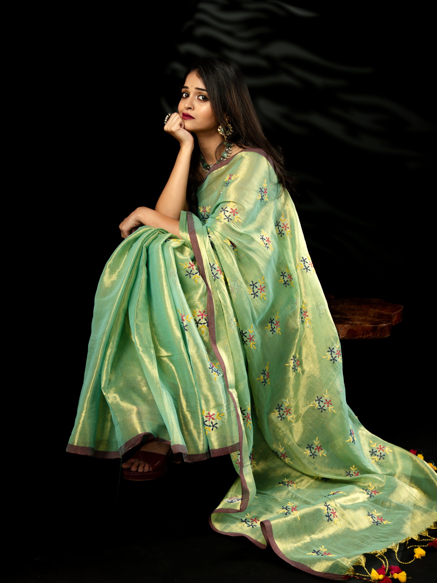 Raga Tissue Sea green with gold tint
