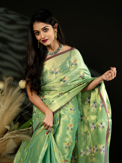 Raga Tissue Sea green with gold tint