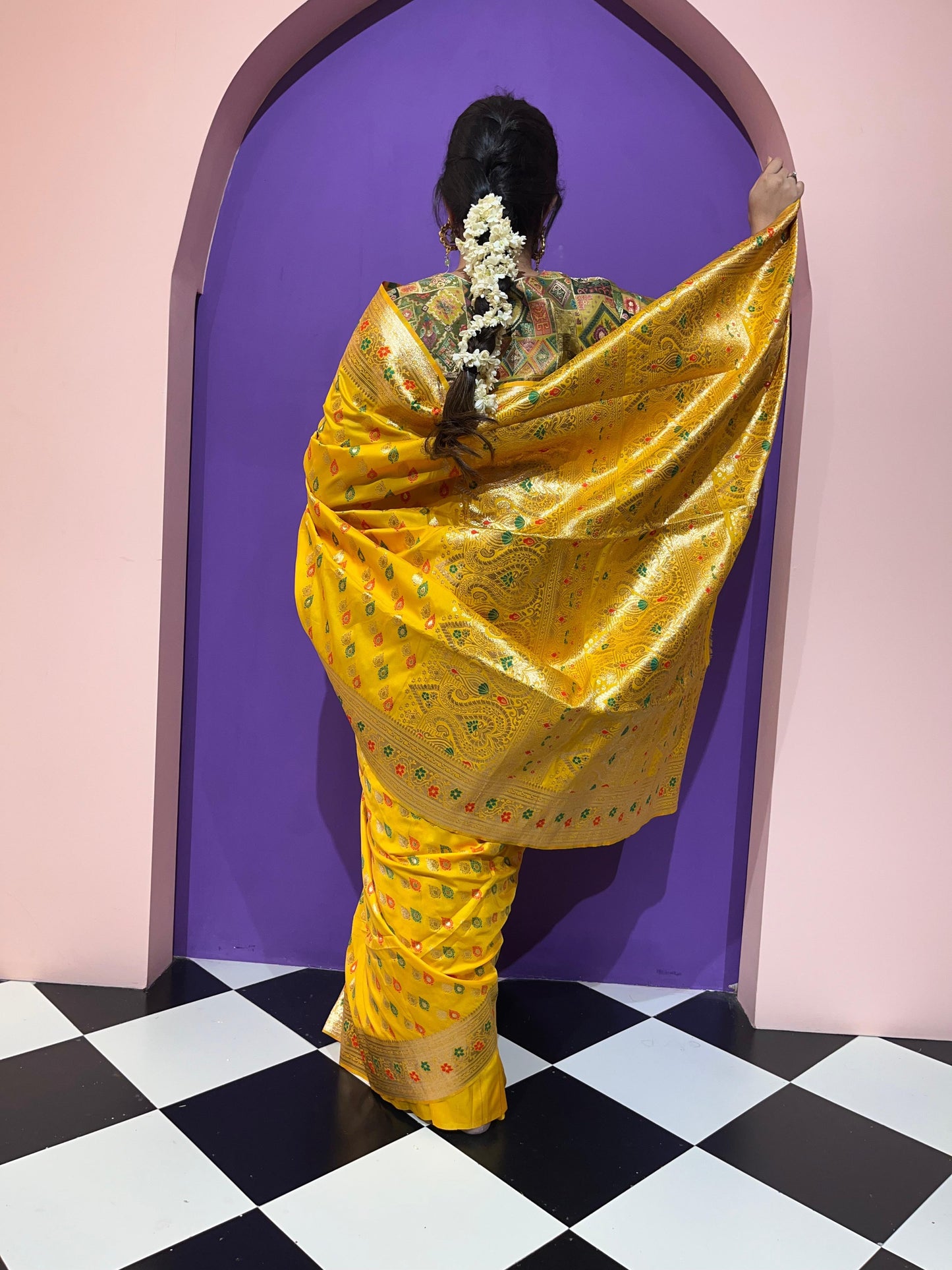 Yellow Banarasi Maharani Collection Saree