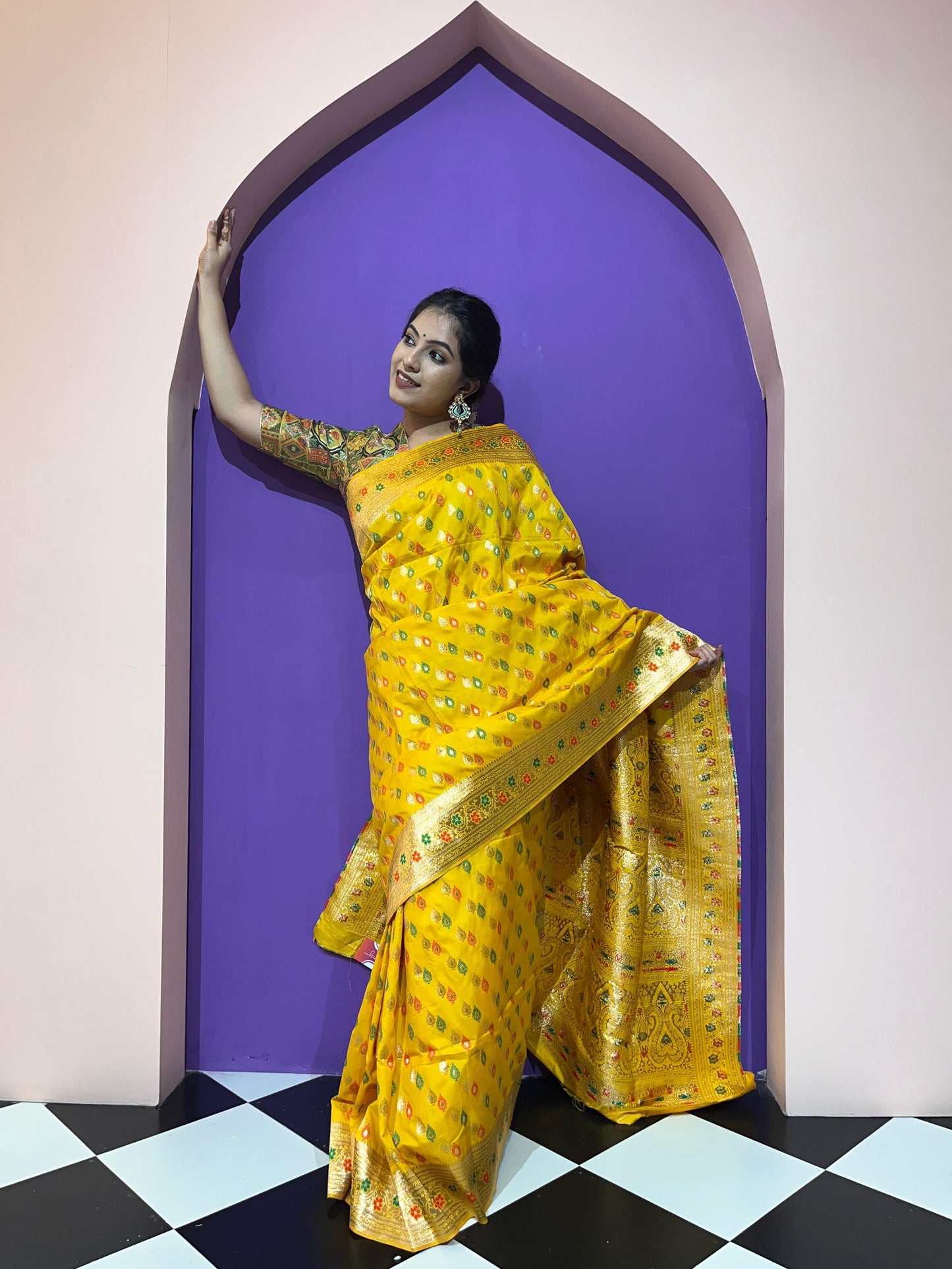 Yellow Banarasi Maharani Collection Saree