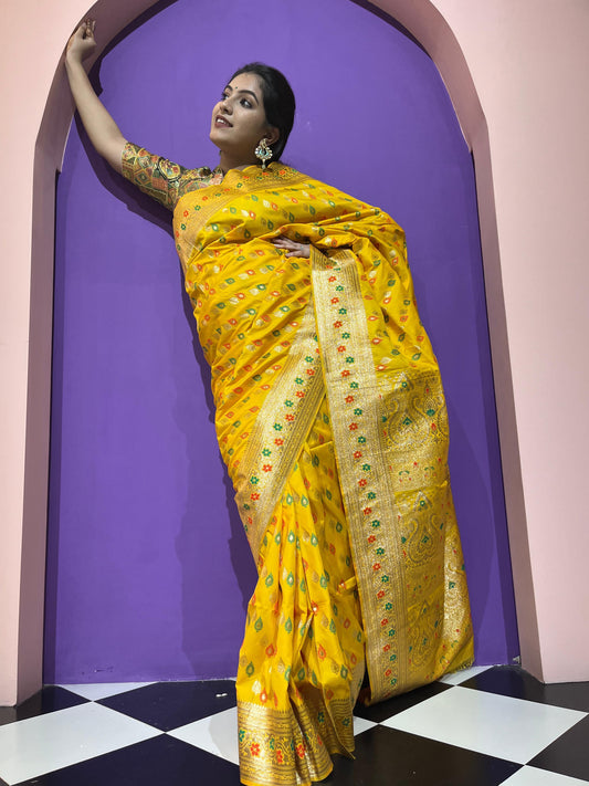 Yellow Banarasi Maharani Collection Saree