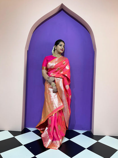 Pink Silk Katan Saree
