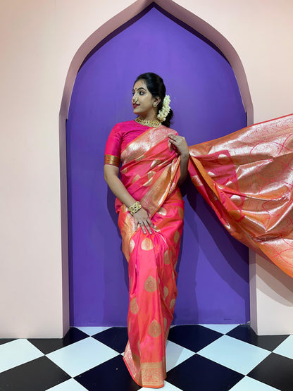 Pink Silk Katan Saree