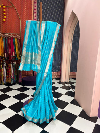 Art Maheshwari Silk Firozi