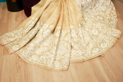 Tussar Kantha Baige Colour