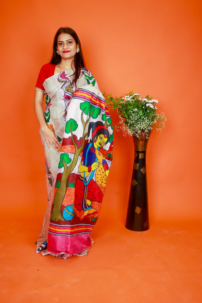 Lady With Deer Kantha Saree