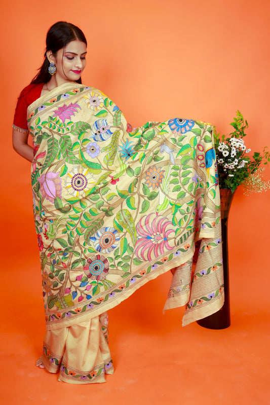 Peacock Kantha Stitch