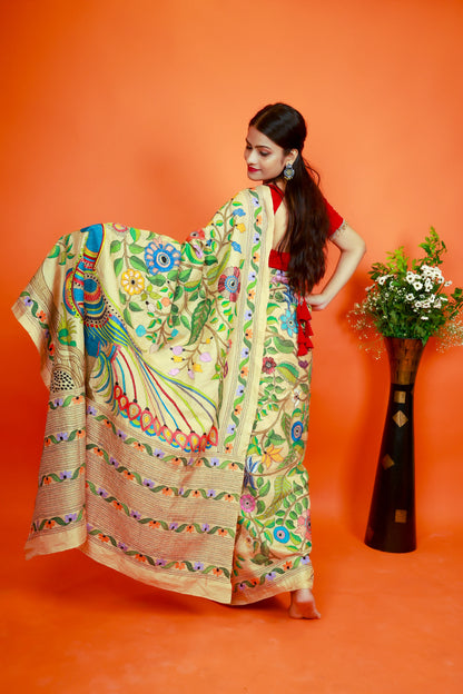 Peacock Kantha Stitch